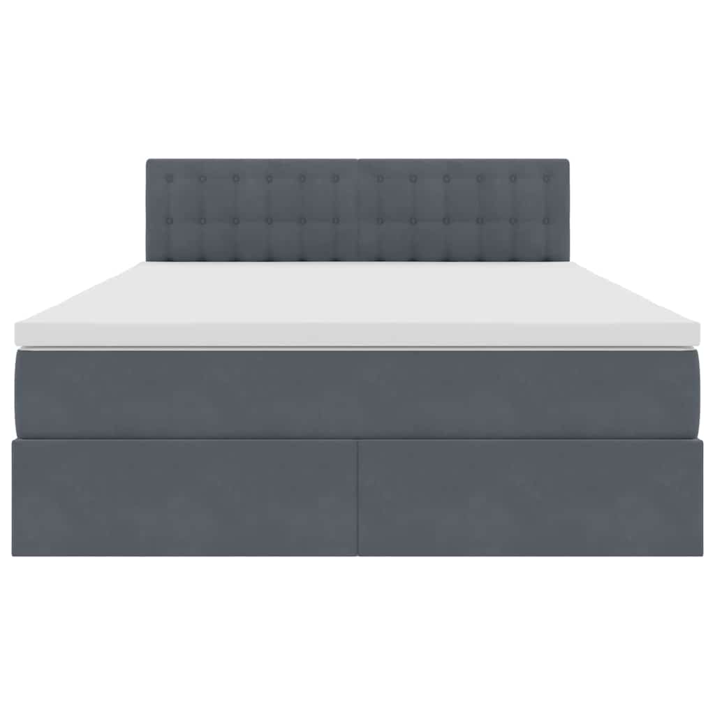 Letto con contenitore e LED Grigio scuro 140 x 190 cm Velluto