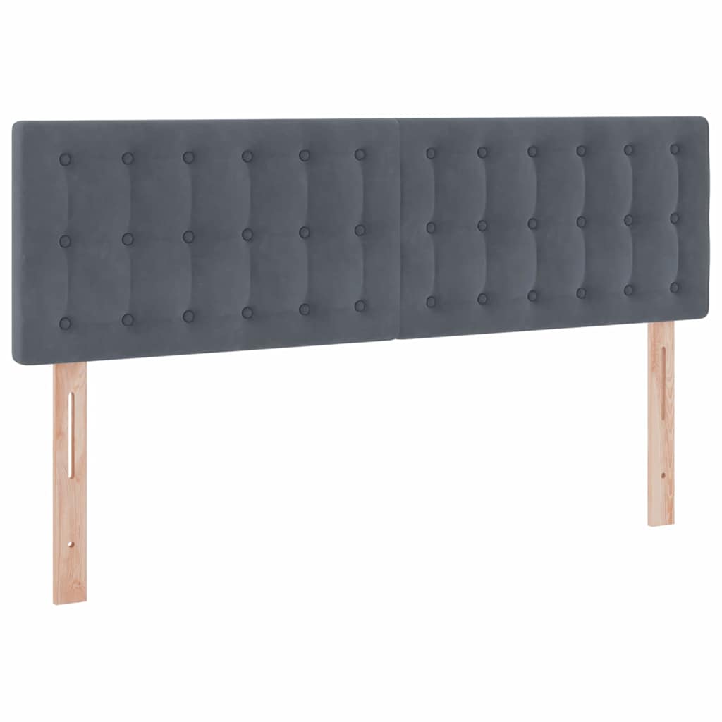 Letto con contenitore e LED Grigio scuro 140 x 190 cm Velluto