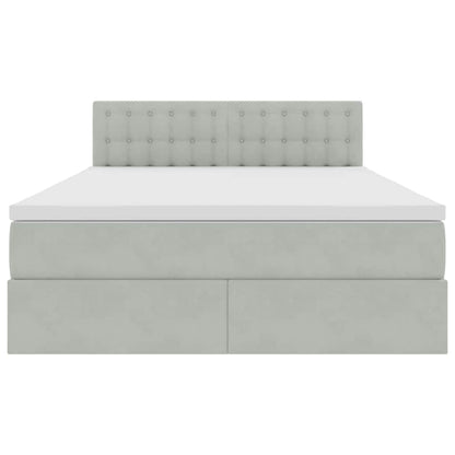 Letto con contenitore e LED Grigio chiaro 140 x 200 cm Velluto