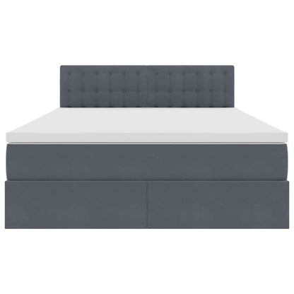 Letto con contenitore e LED Grigio scuro 140 x 200 cm Velluto