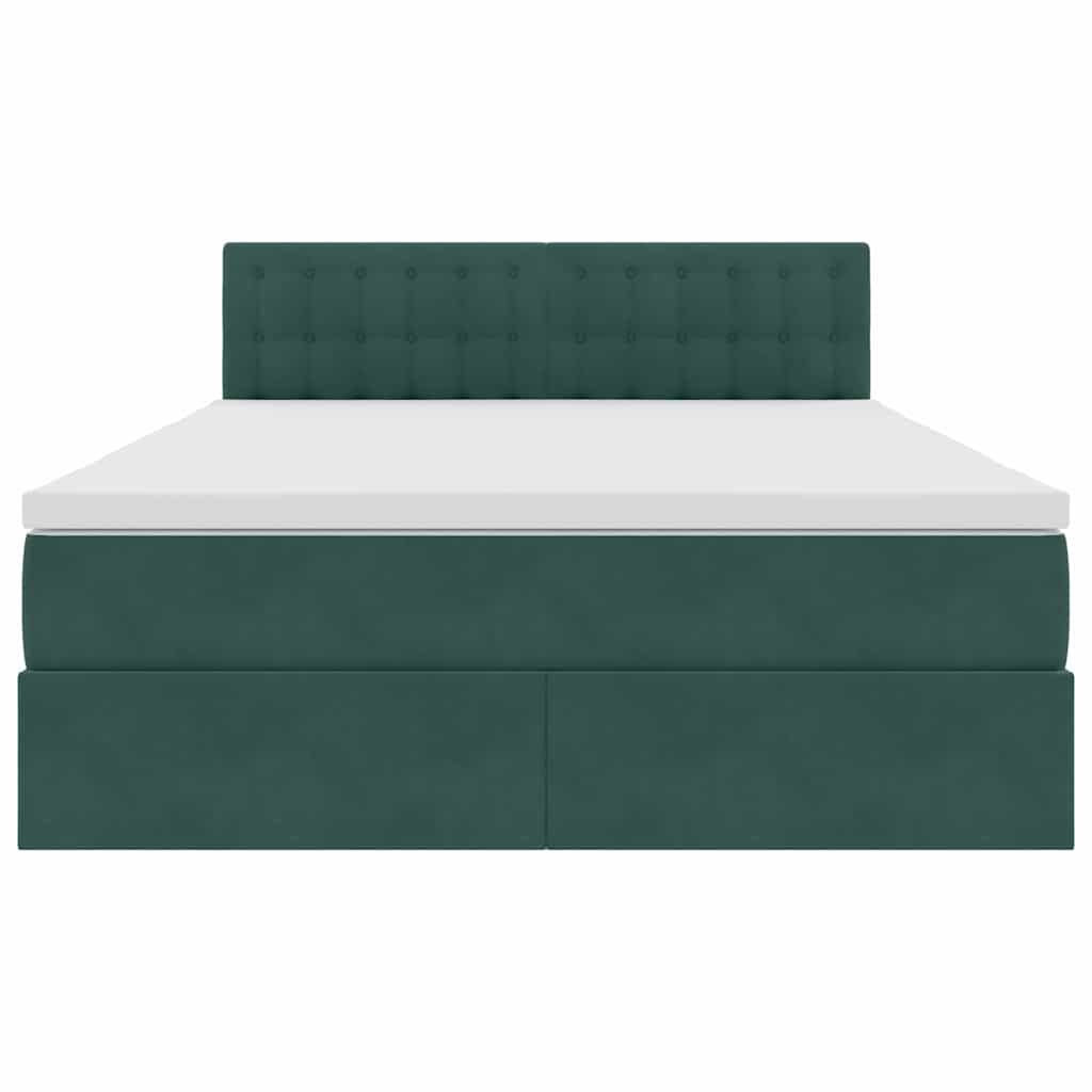 Letto con contenitore e LED Verde Scuro 140 x 200 cm Velluto
