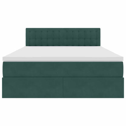 Letto con contenitore e LED Verde Scuro 140 x 200 cm Velluto