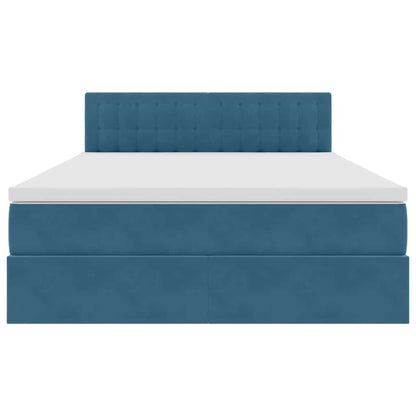 Letto con contenitore e LED Blu Scuro 140 x 200 cm Velluto