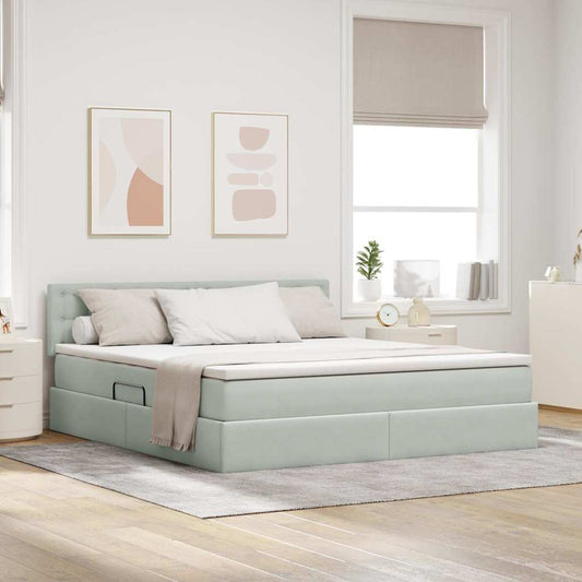 Letto con contenitore LED e materasso Grigio Chiaro | homemem39