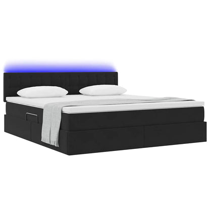 Letto con contenitore LED e materasso Nero 160 x 200 cm Velluto | homemem39