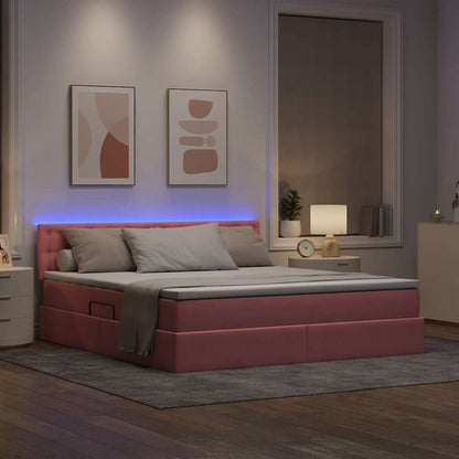 Letto con contenitore LED e materasso Rosa 160 x 200 cm Velluto | homemem39