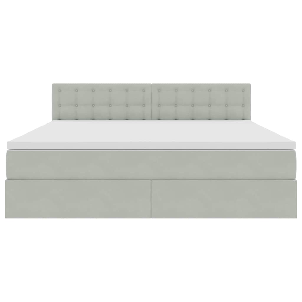 Letto con contenitore e LED Grigio chiaro 180 x 200 cm Velluto