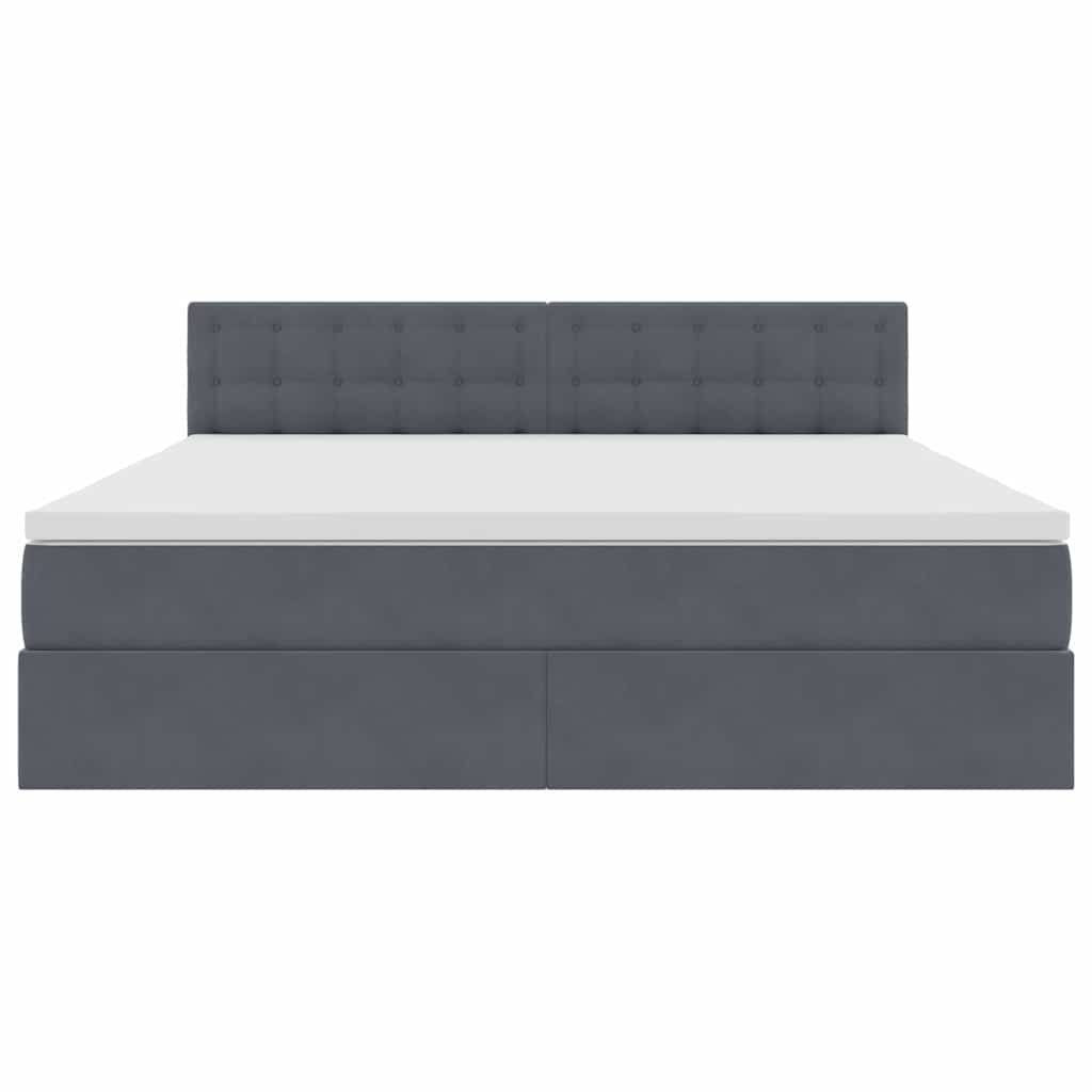 Letto con contenitore e LED Grigio scuro 180 x 200 cm Velluto