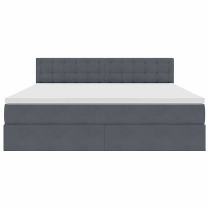 Letto con contenitore e LED Grigio scuro 180 x 200 cm Velluto