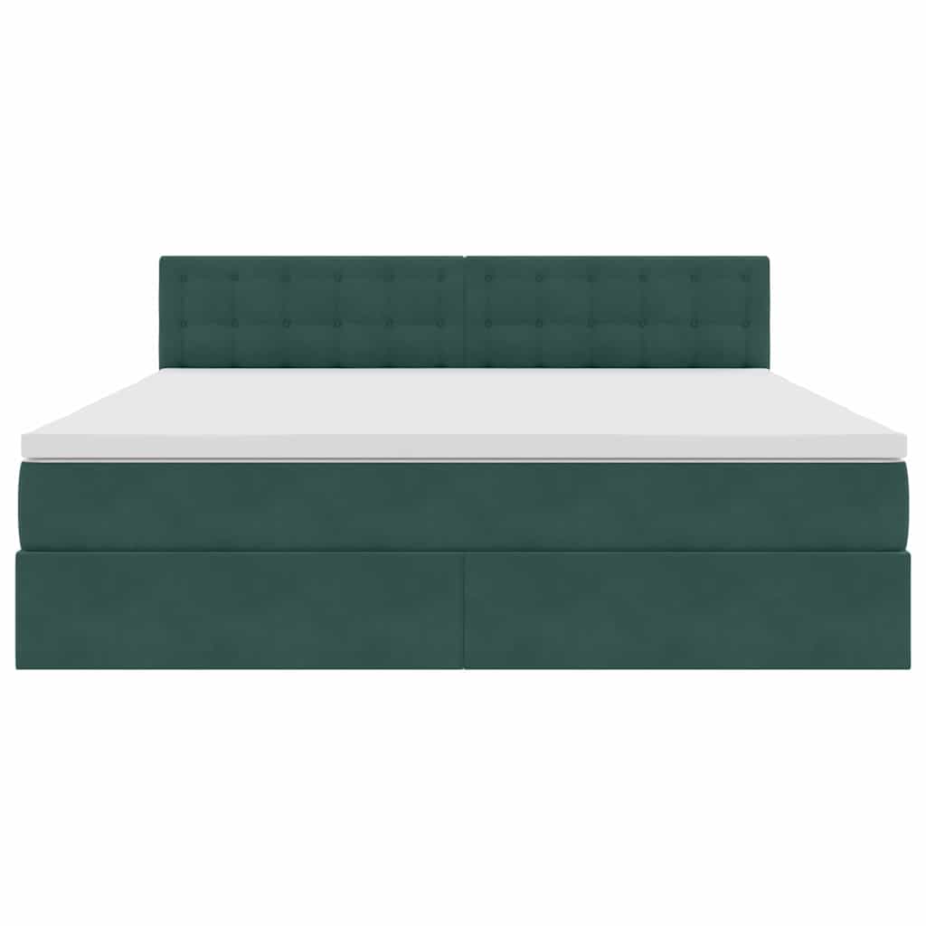 Letto con contenitore e LED Verde Scuro 180 x 200 cm Velluto