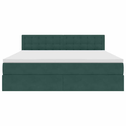 Letto con contenitore e LED Verde Scuro 180 x 200 cm Velluto
