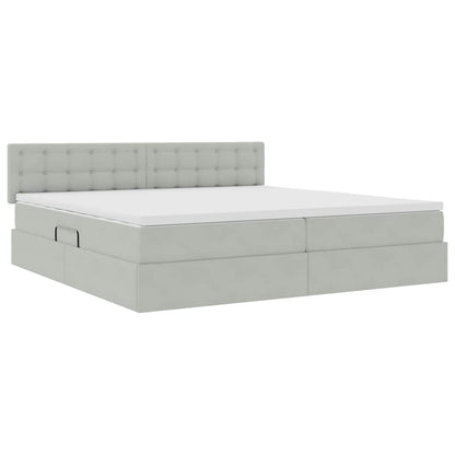Letto con contenitore e LED Grigio chiaro 200 x 200 cm Velluto