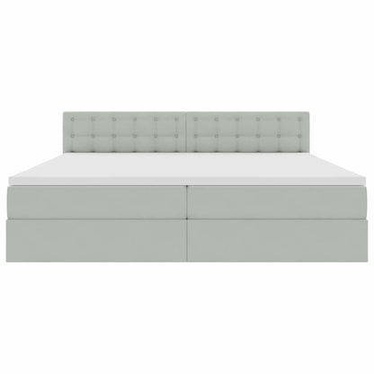 Letto con contenitore e LED Grigio chiaro 200 x 200 cm Velluto
