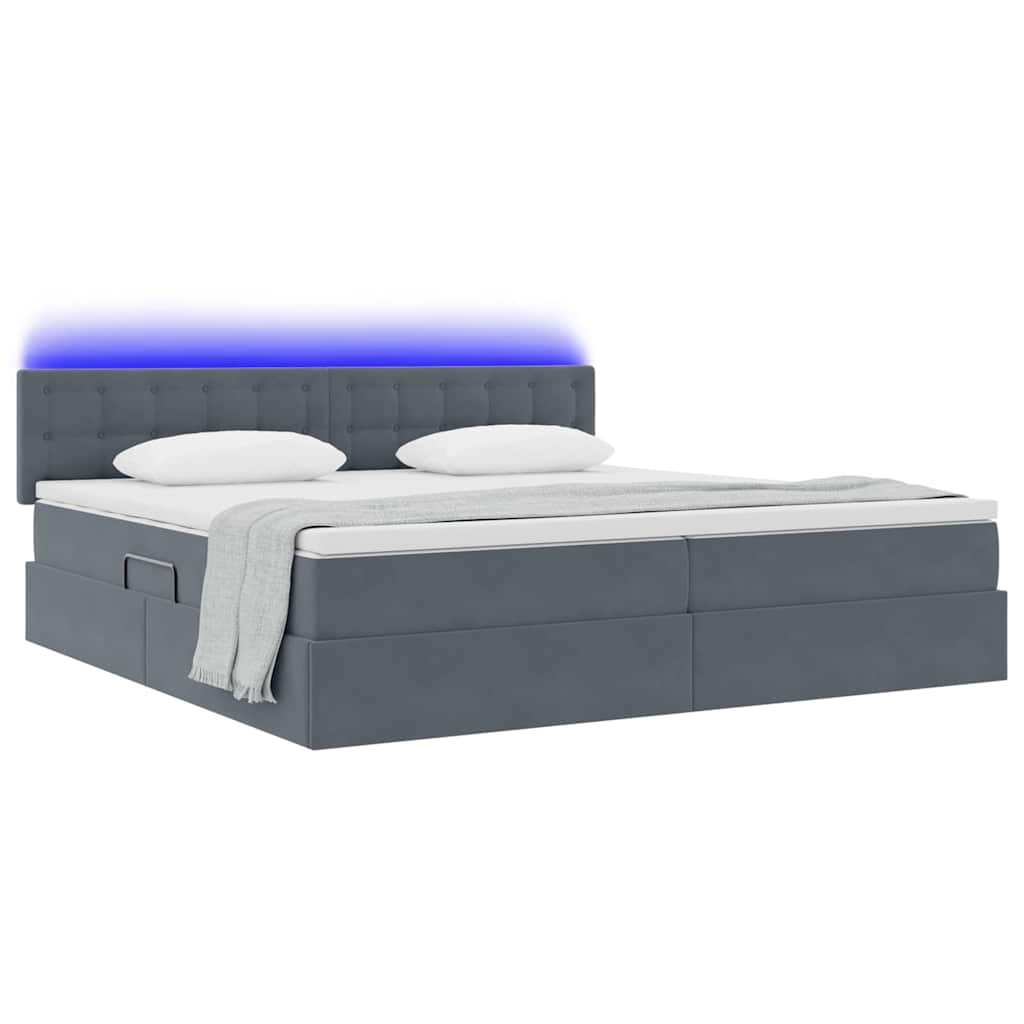 Letto con contenitore LED e materasso Grigio Scuro 200 x 200 cm | homemem39