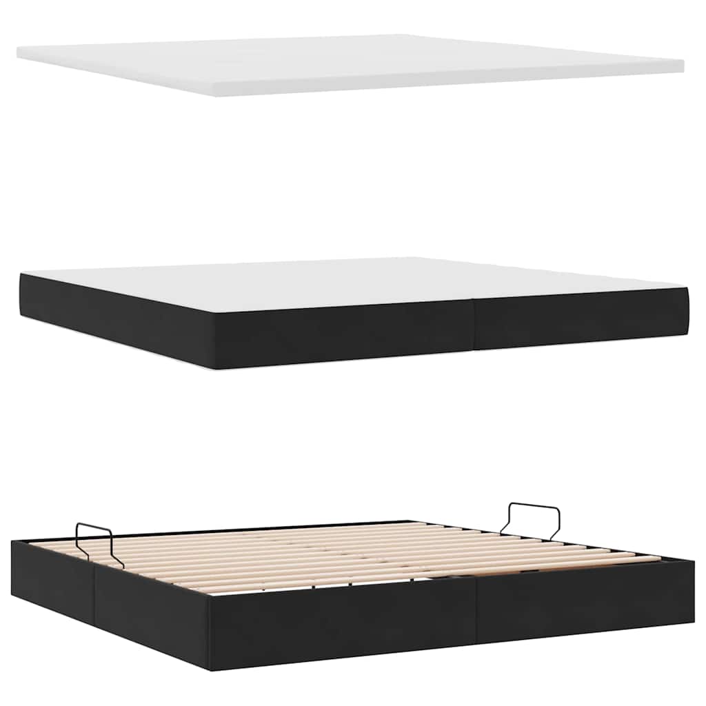 Letto con contenitore e LED Nero 200 x 200 cm Velluto