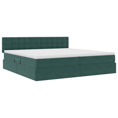Letto con contenitore LED e materasso Verde Scuro 200 x 200 cm | homemem39