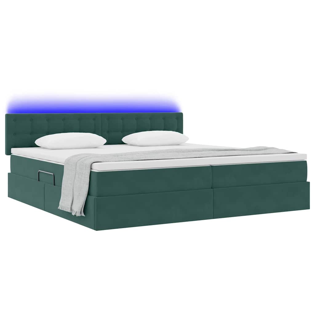 Letto con contenitore LED e materasso Verde Scuro 200 x 200 cm | homemem39
