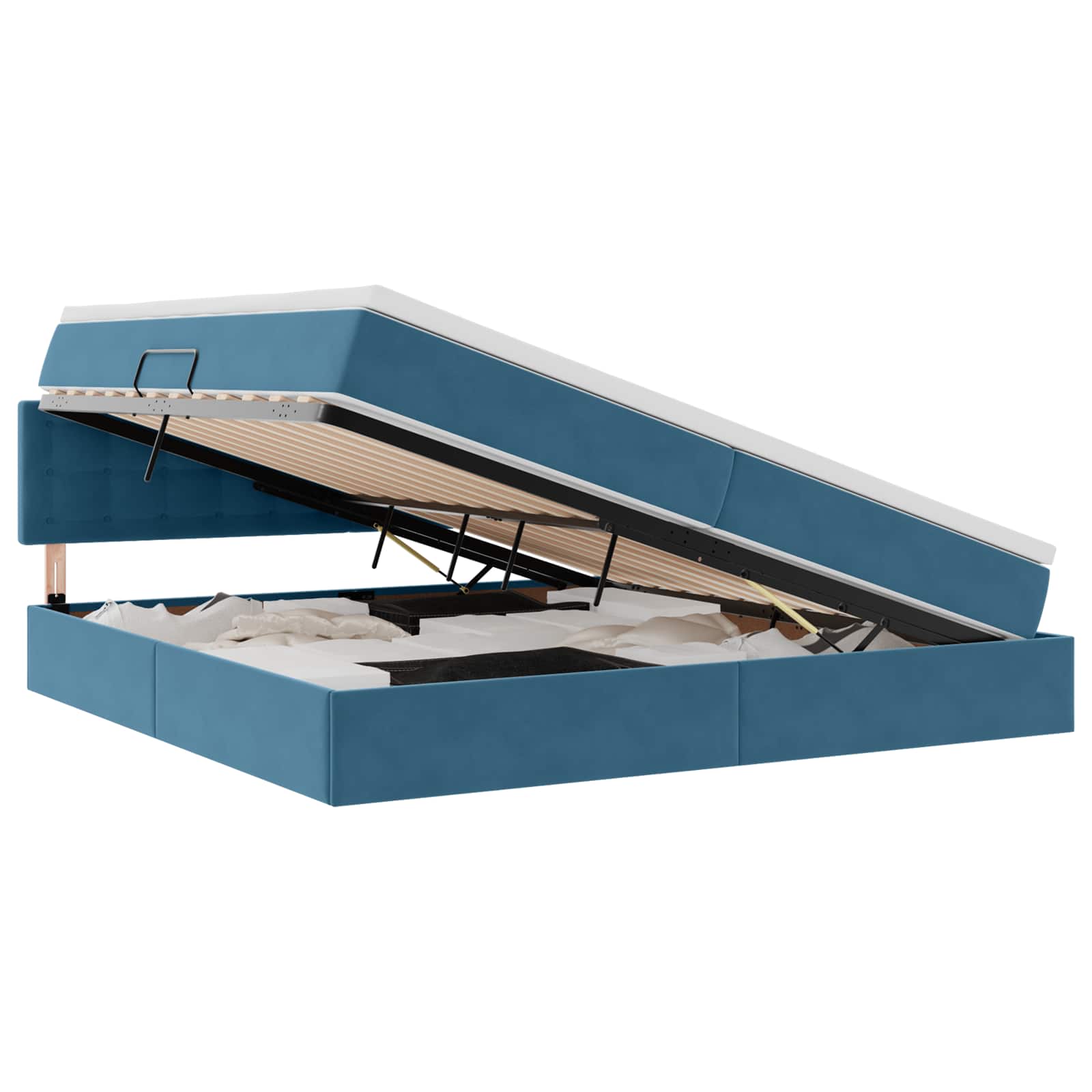 Letto con contenitore LED e materasso Blu Scuro 200 x 200 cm | homemem39