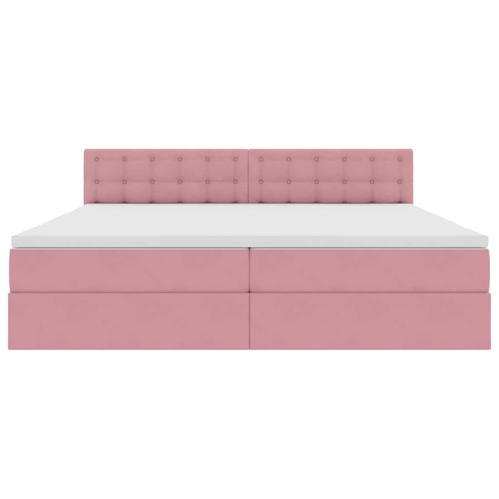 Letto con contenitore e LED Rosa 200 x 200 cm Velluto