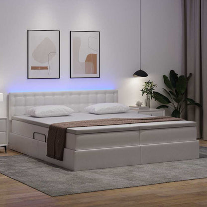 Letto con contenitore e LED con led Bianco Puro 180 x 200 cm | homemem39