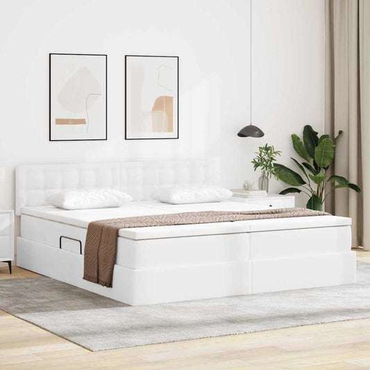Letto con contenitore e LED con led Bianco Puro 180 x 200 cm | homemem39