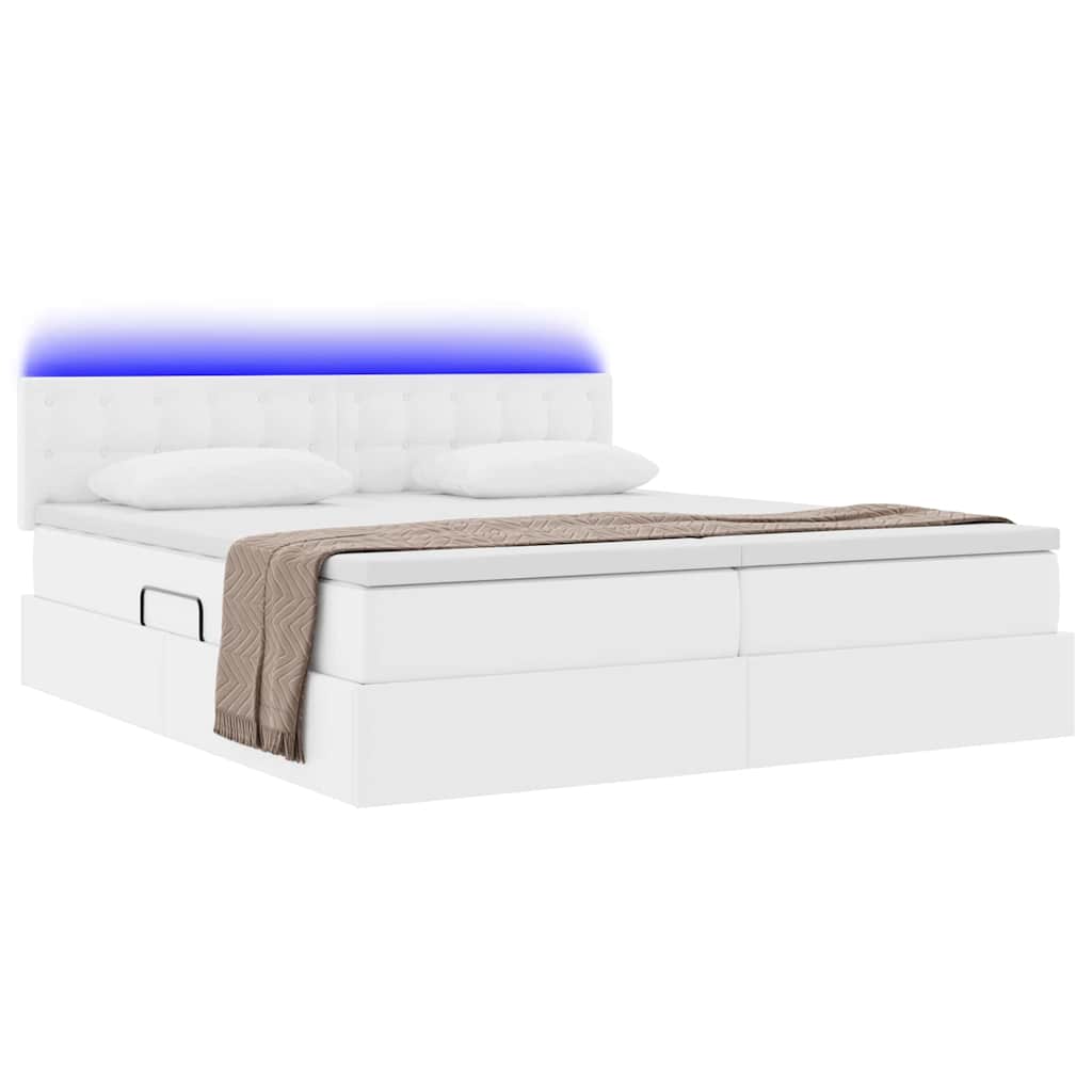 Letto con contenitore e LED con led Bianco Puro 180 x 200 cm | homemem39