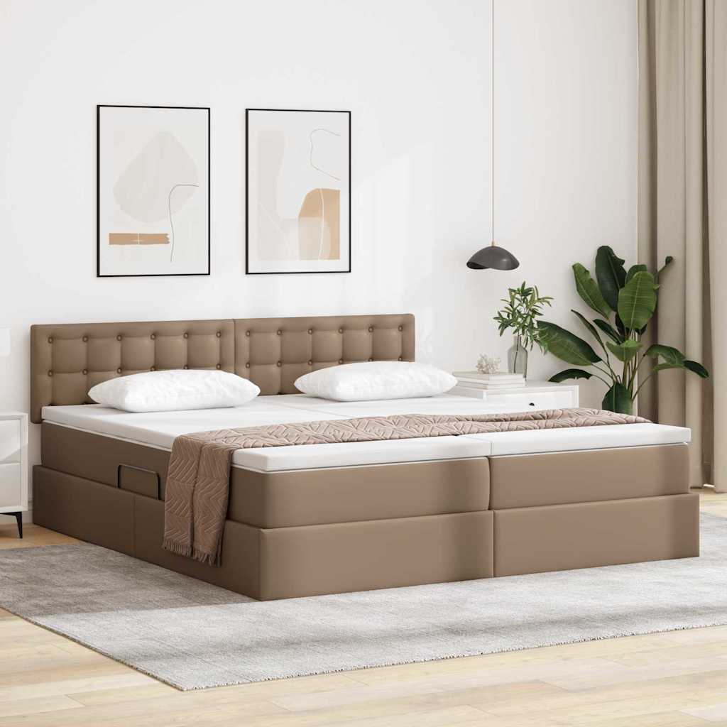 Letto con contenitore e LED con led Cappuccino 180 x 200 cm | homemem39