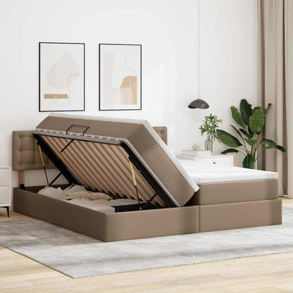 Letto con contenitore e LED con led Cappuccino 180 x 200 cm | homemem39