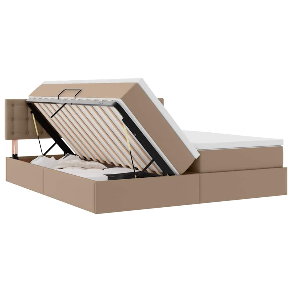 Letto con contenitore e LED con led Cappuccino 180 x 200 cm | homemem39