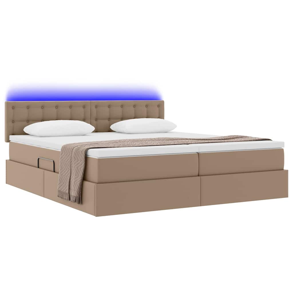 Letto con contenitore e LED con led Cappuccino 180 x 200 cm | homemem39