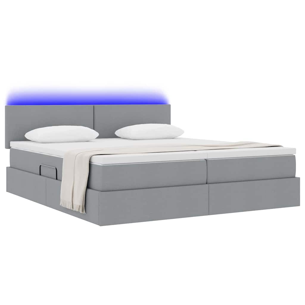 Letto con contenitore LED e materasso Grigio Chiaro