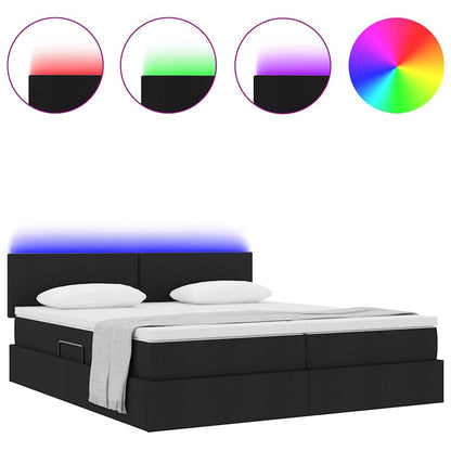 Letto con contenitore LED e materasso Nero 180 x 200 cm Tessuto