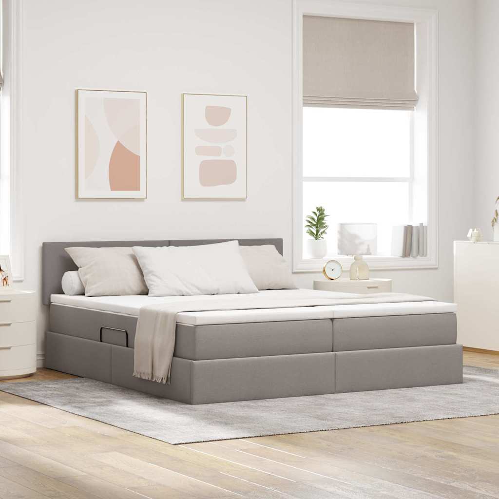 Letto con contenitore LED e materasso Tortora 180 x 200 cm