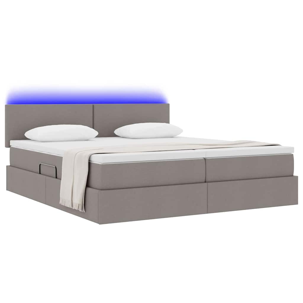 Letto con contenitore LED e materasso Tortora 180 x 200 cm