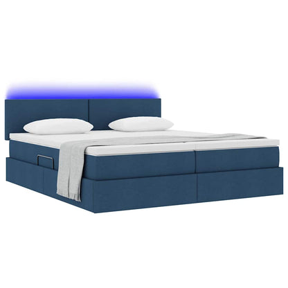 Letto con contenitore LED e materasso Blu 180 x 200 cm Tessuto