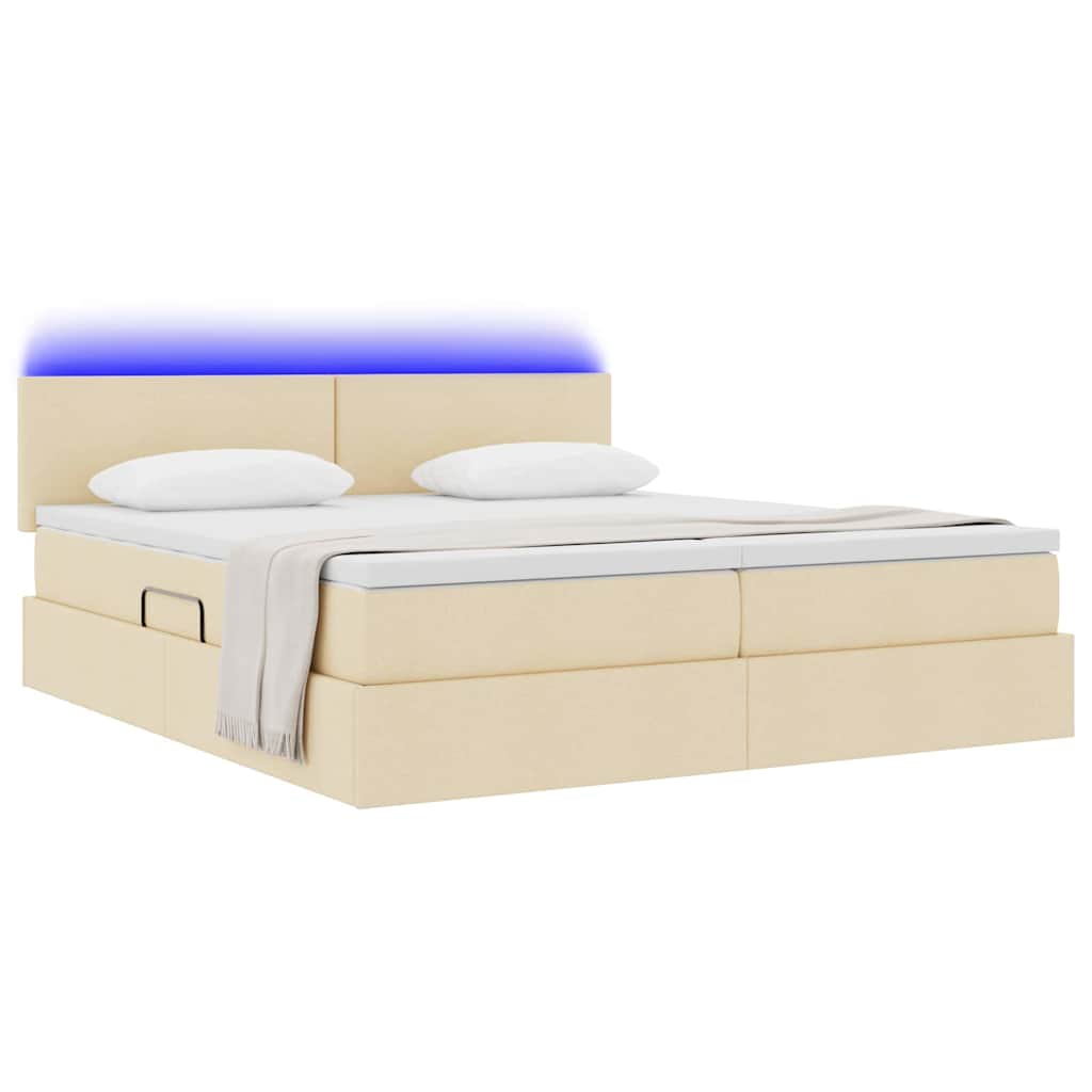 Letto con contenitore LED e materasso Crema 200 x 200 cm