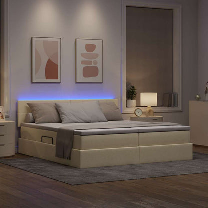 Letto con contenitore LED e materasso Crema 180 x 200 cm