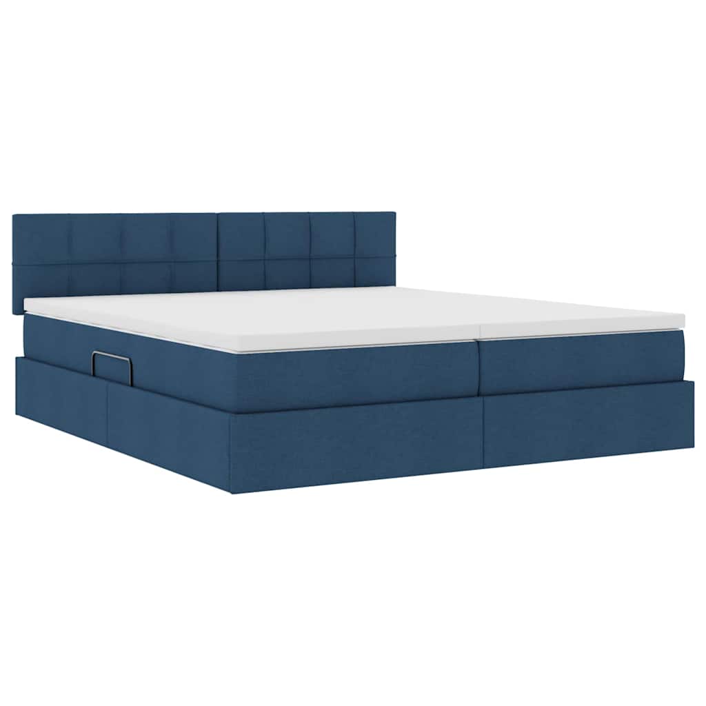 Letto con contenitore LED e materasso Blu 180 x 200 cm Tessuto