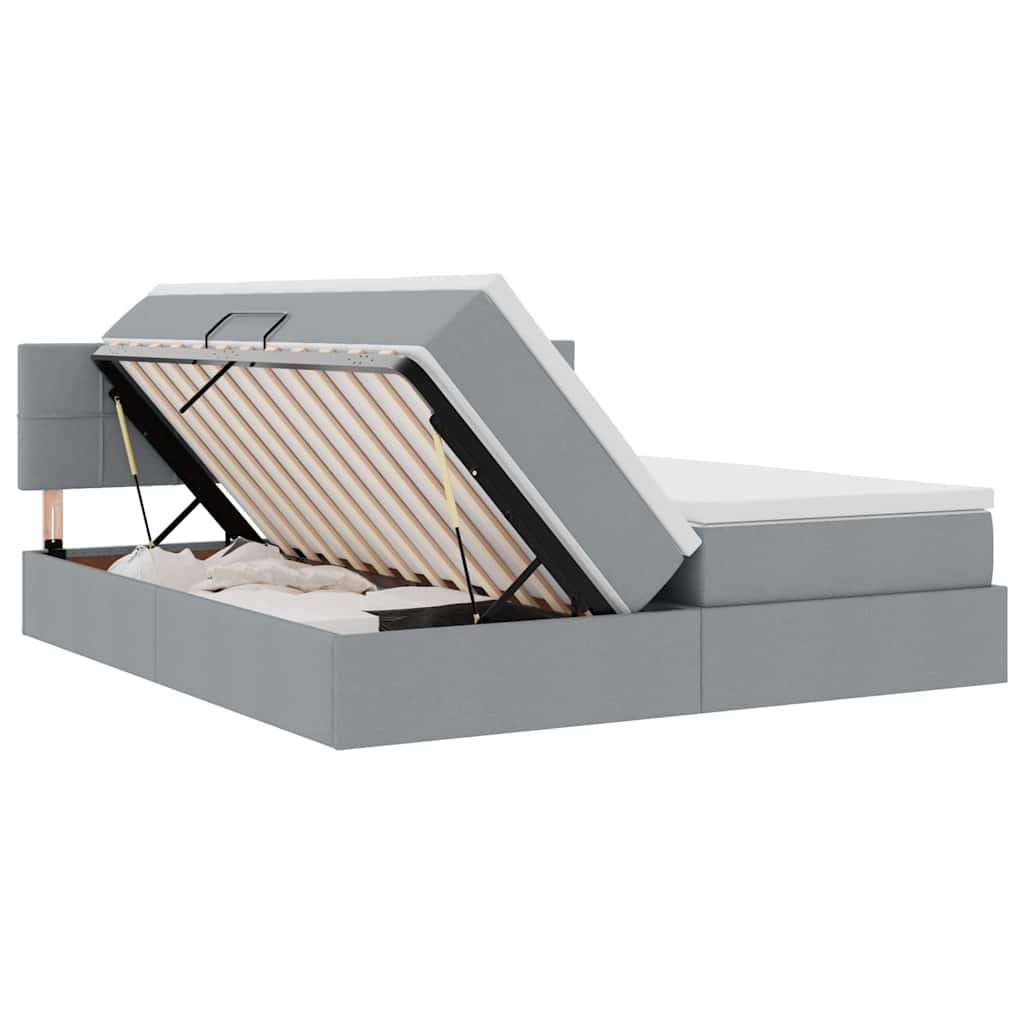 Letto con contenitore LED e materasso Grigio Chiaro