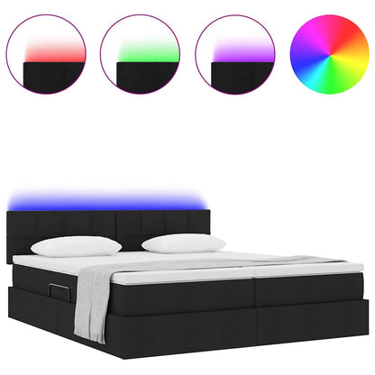 Letto con contenitore LED e materasso Nero 200 x 200 cm Tessuto
