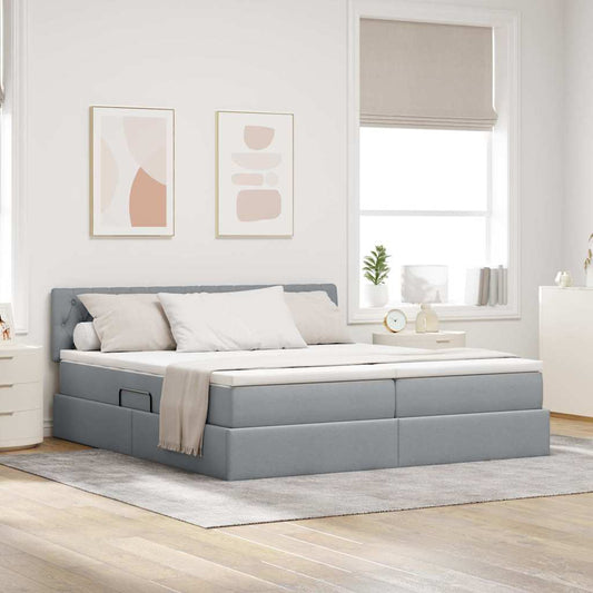 Letto con contenitore LED e materasso Grigio Chiaro