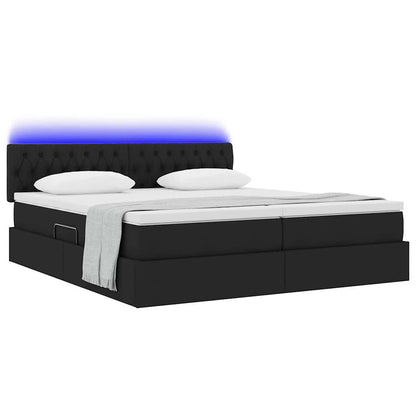 Letto con contenitore LED e materasso Nero 180 x 200 cm Tessuto