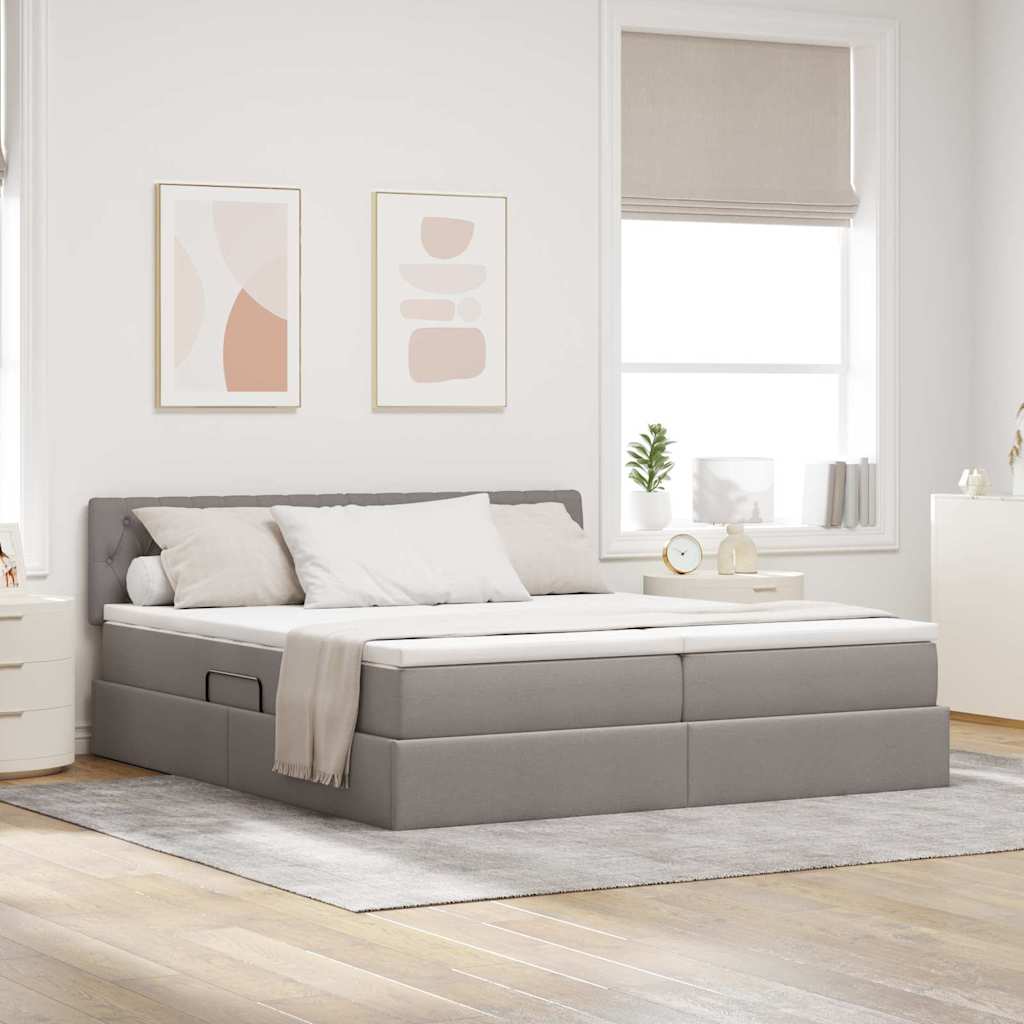 Letto con contenitore LED e materasso Tortora 180 x 200 cm