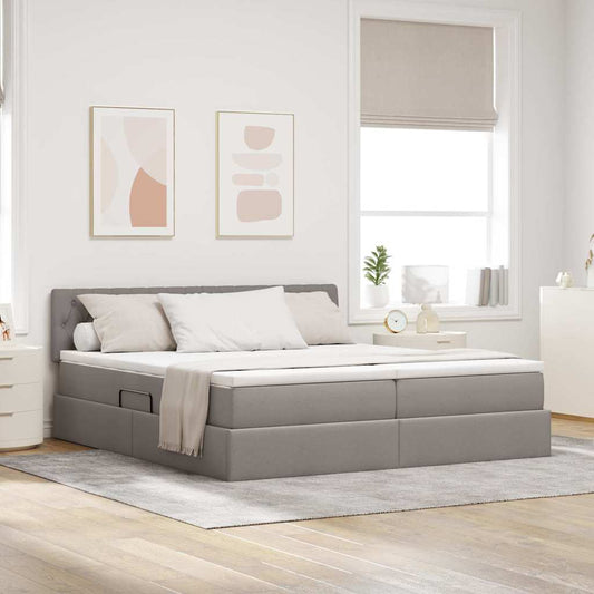 Letto con contenitore LED e materasso Tortora 180 x 200 cm