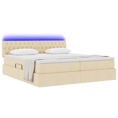 Letto con contenitore LED e materasso Crema 200 x 200 cm