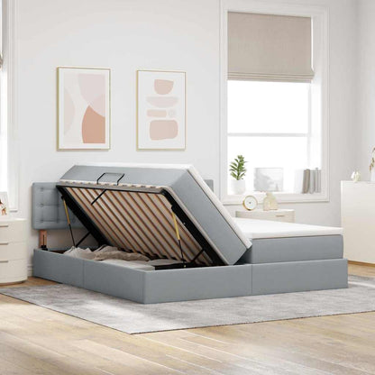 Letto con contenitore LED e materasso Grigio Chiaro