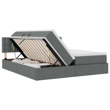Letto con contenitore LED e materasso Grigio Scuro 180 x 200 cm