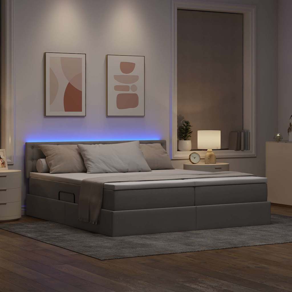 Letto con contenitore LED e materasso Tortora 180 x 200 cm
