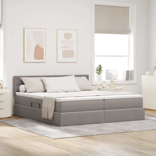 Letto con contenitore LED e materasso Tortora 180 x 200 cm