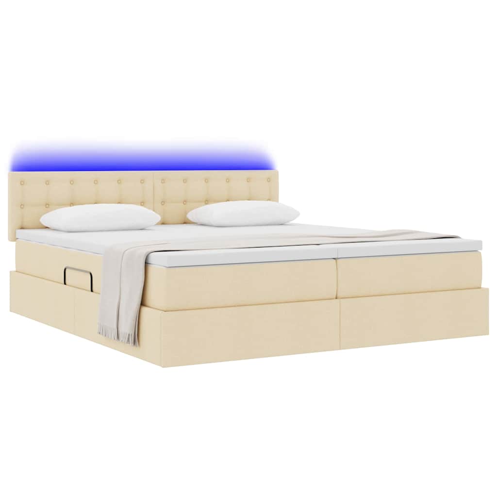 Letto con contenitore LED e materasso Crema 180 x 200 cm